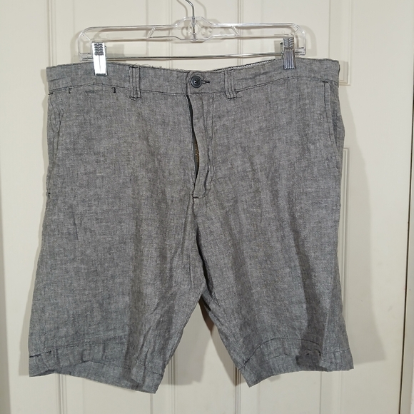 Bruno Gray Washable Linen Flat Front Shorts - Picture 11 of 13